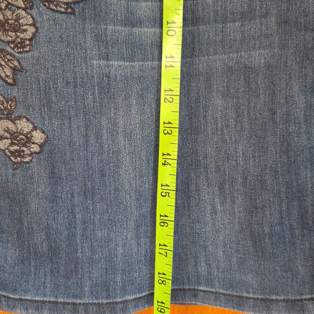 Christopher & Banks Blue Denim Skorts with Floral Embroidery - Picture 6 of 8